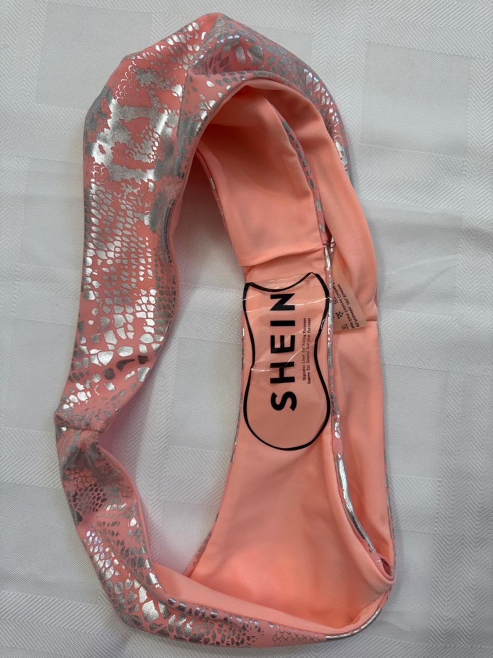 Set of 2 Coral Pink Silver Metallic Bikini Set/Cream Iridescent 1 Pc - Picture 6 of 16
